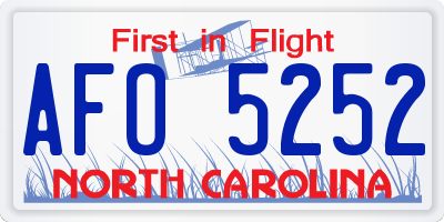 NC license plate AFO5252