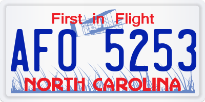 NC license plate AFO5253