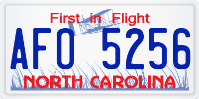 NC license plate AFO5256