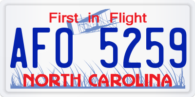 NC license plate AFO5259