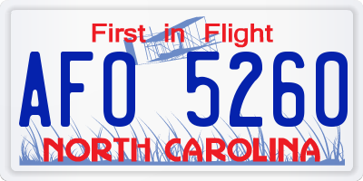 NC license plate AFO5260