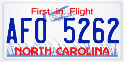 NC license plate AFO5262