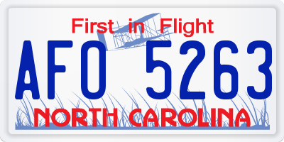 NC license plate AFO5263