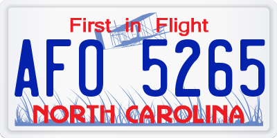 NC license plate AFO5265