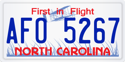NC license plate AFO5267