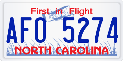 NC license plate AFO5274