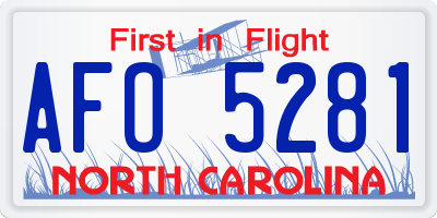 NC license plate AFO5281