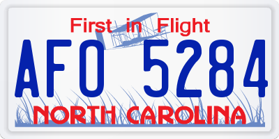 NC license plate AFO5284
