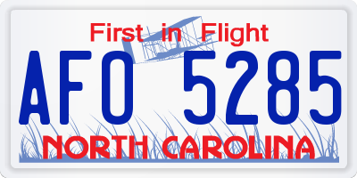 NC license plate AFO5285