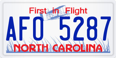 NC license plate AFO5287
