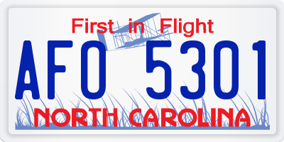 NC license plate AFO5301