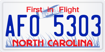 NC license plate AFO5303