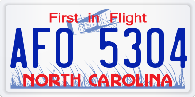 NC license plate AFO5304