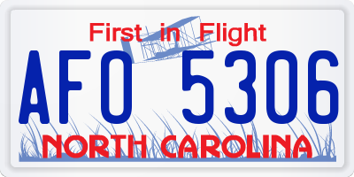 NC license plate AFO5306