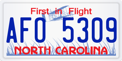 NC license plate AFO5309
