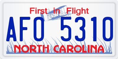 NC license plate AFO5310