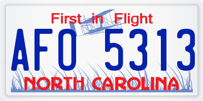 NC license plate AFO5313