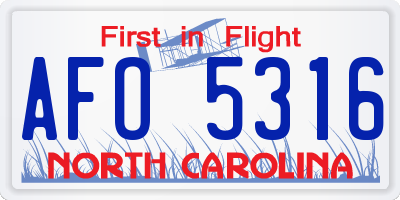 NC license plate AFO5316