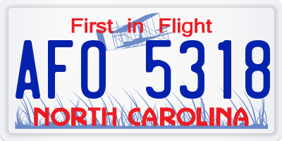 NC license plate AFO5318