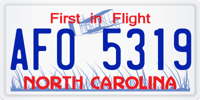 NC license plate AFO5319