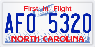 NC license plate AFO5320