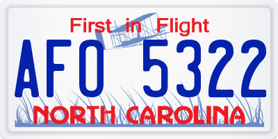 NC license plate AFO5322