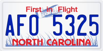 NC license plate AFO5325