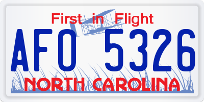 NC license plate AFO5326