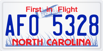 NC license plate AFO5328