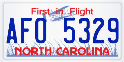 NC license plate AFO5329