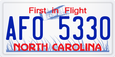NC license plate AFO5330