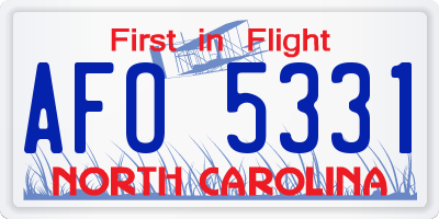 NC license plate AFO5331