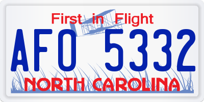 NC license plate AFO5332