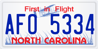 NC license plate AFO5334