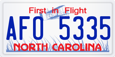 NC license plate AFO5335