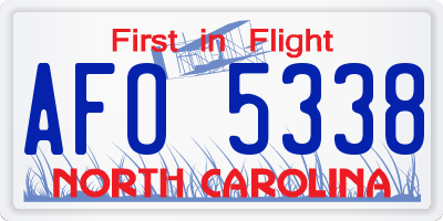 NC license plate AFO5338