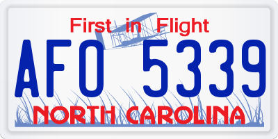 NC license plate AFO5339
