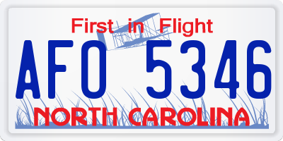 NC license plate AFO5346