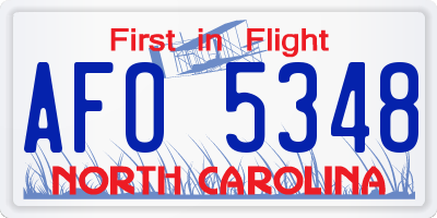 NC license plate AFO5348