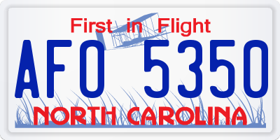 NC license plate AFO5350