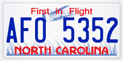 NC license plate AFO5352