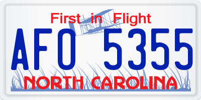 NC license plate AFO5355