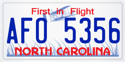 NC license plate AFO5356