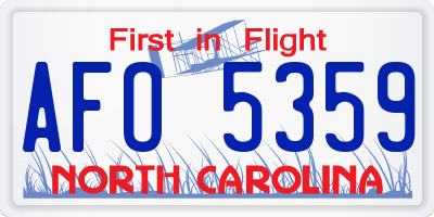 NC license plate AFO5359