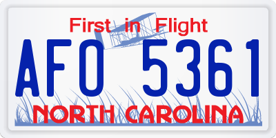 NC license plate AFO5361