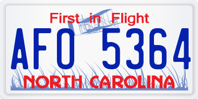 NC license plate AFO5364