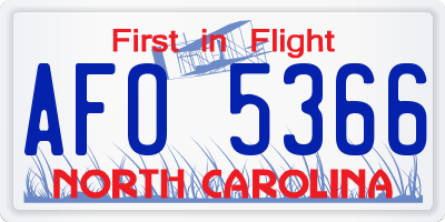 NC license plate AFO5366