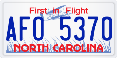 NC license plate AFO5370