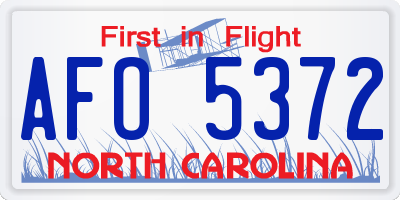 NC license plate AFO5372