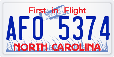 NC license plate AFO5374